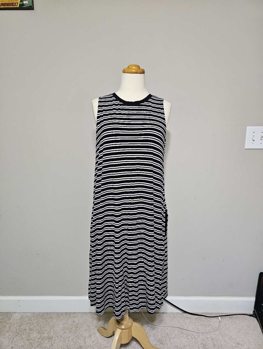 Time and Tru Striped Sleeveless Midi Dress Large